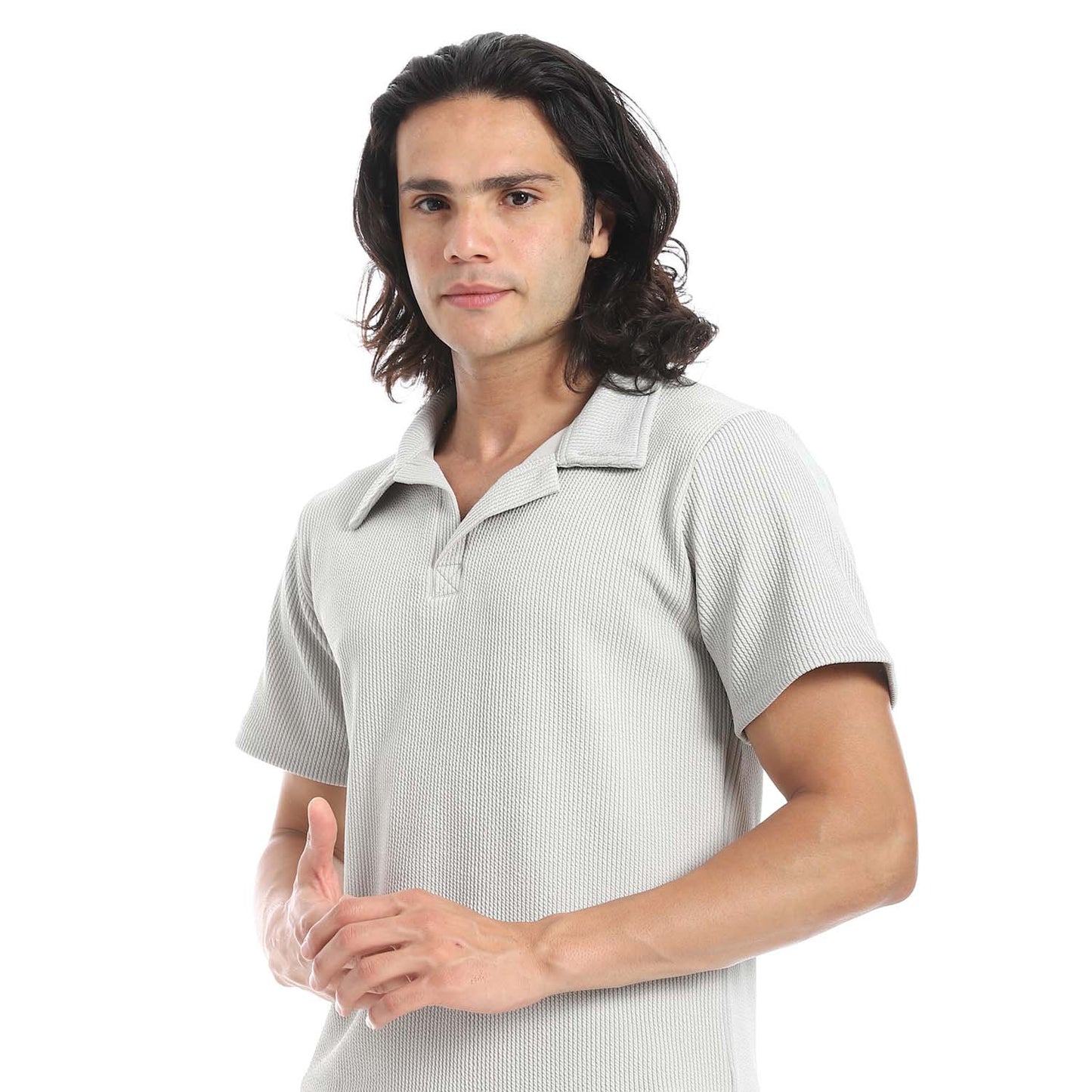 Casual Ribbed Polo Shirt & Pants Set