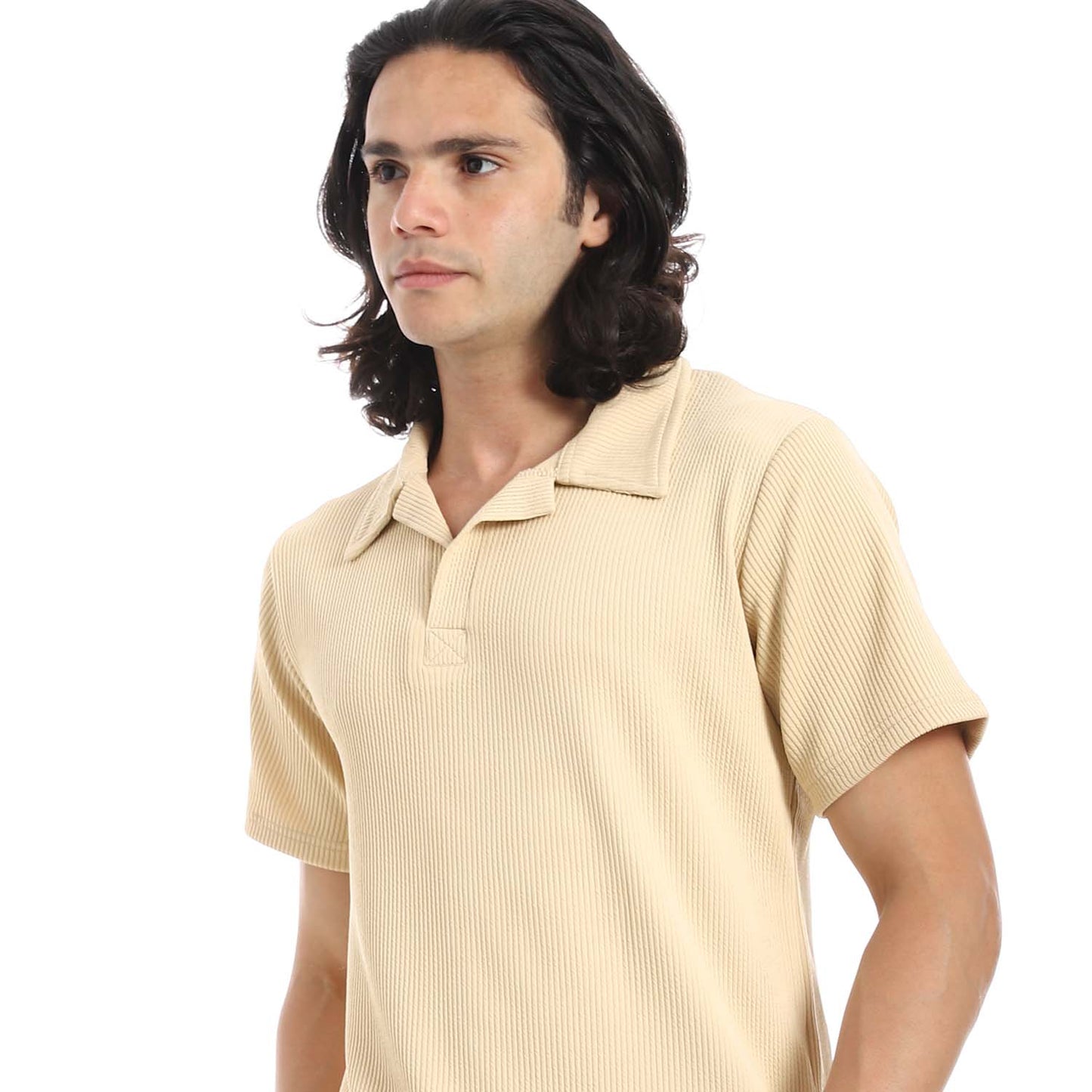 Casual Ribbed Polo Shirt & Short Set