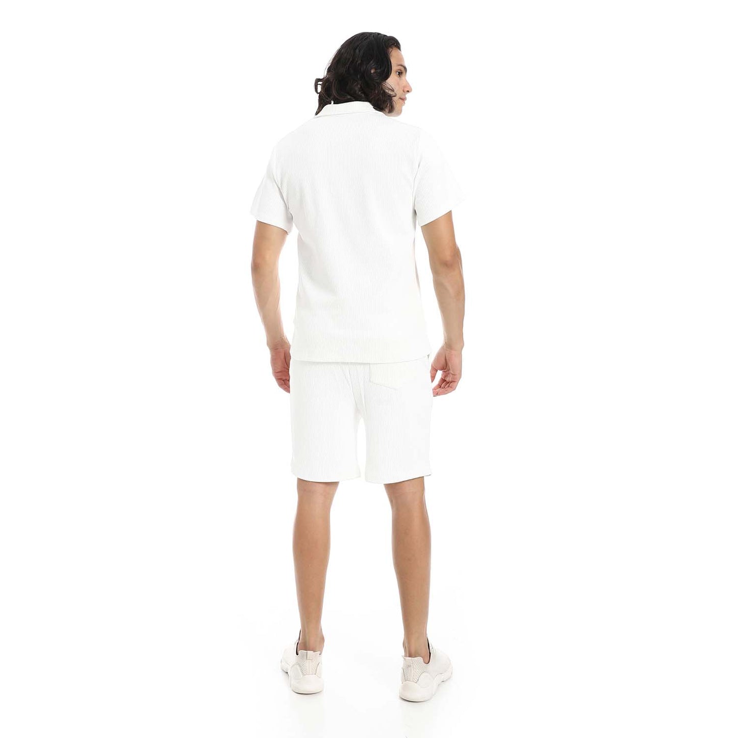 Casual Ribbed Polo Shirt & Short Set