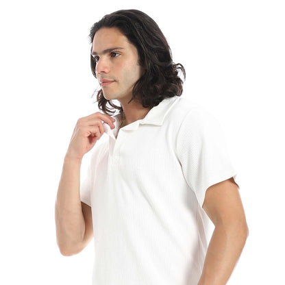 Casual Ribbed Polo Shirt & Short Set