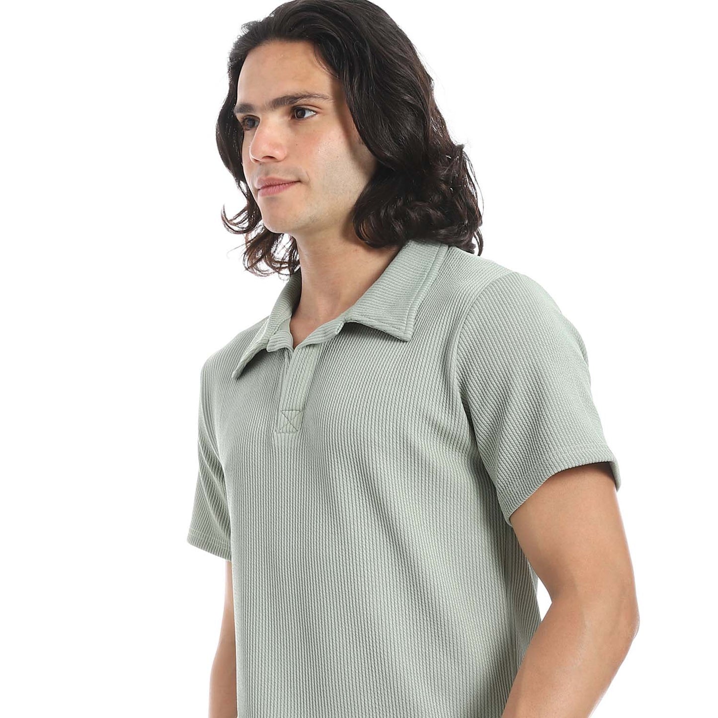 Casual Ribbed Polo Shirt & Short Set