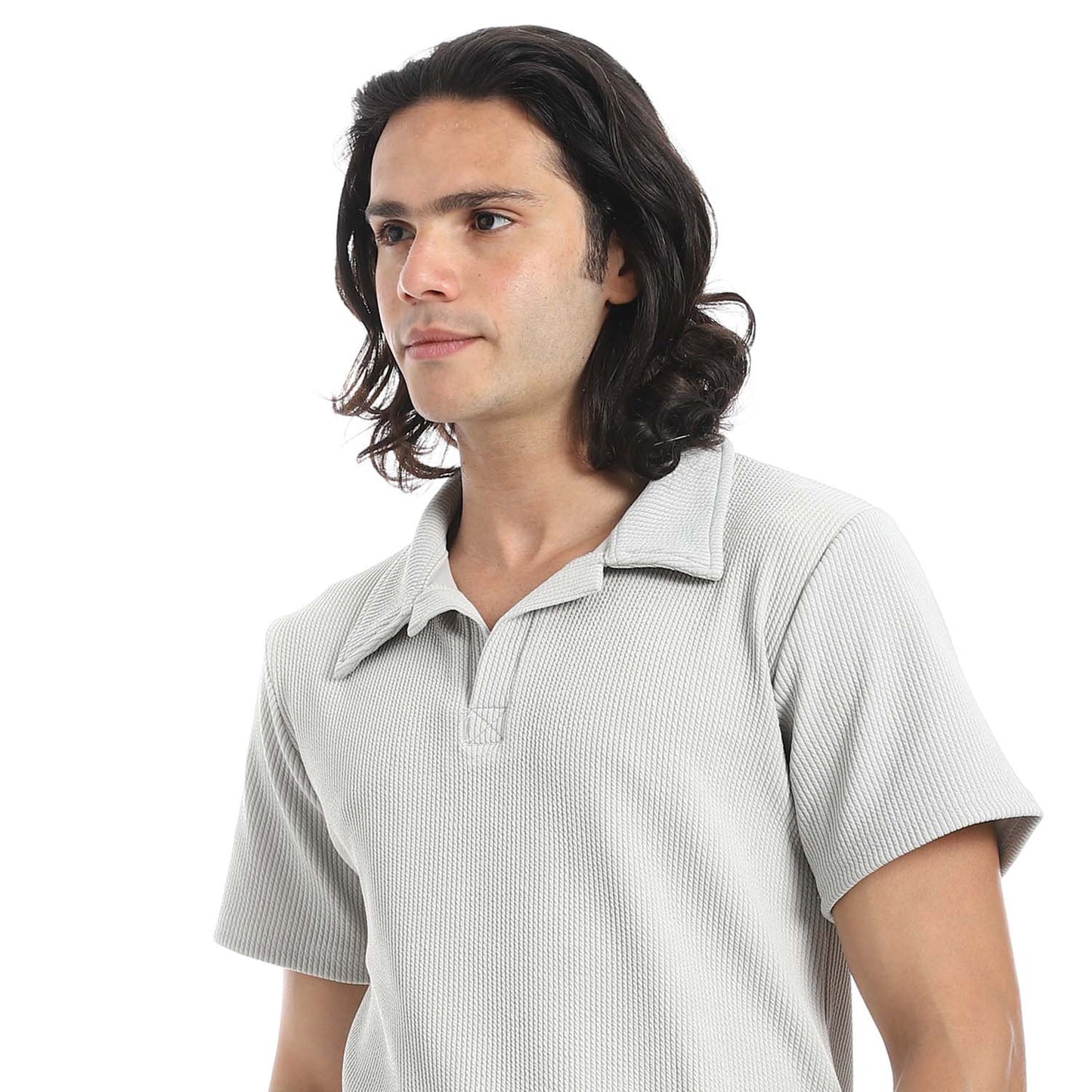 Casual Ribbed Polo Shirt & Short Set
