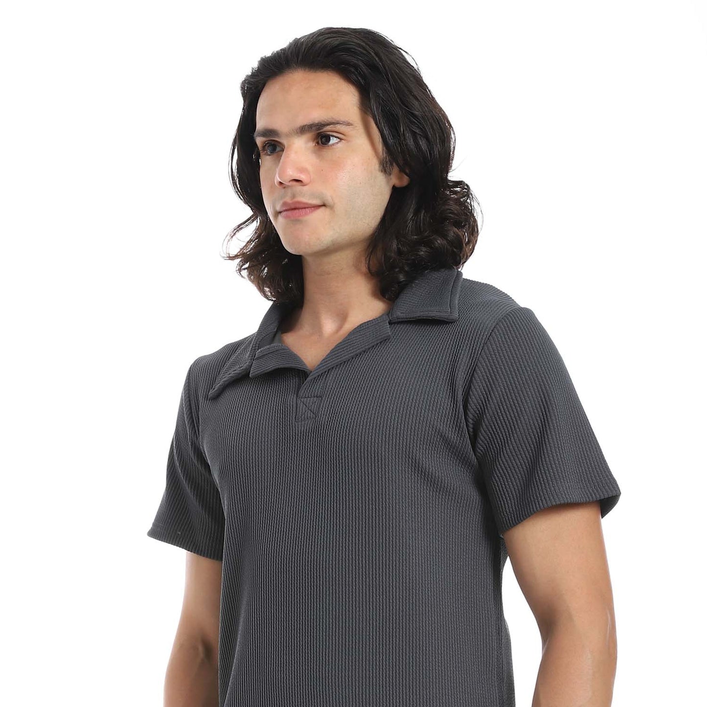 Casual Ribbed Polo Shirt & Short Set