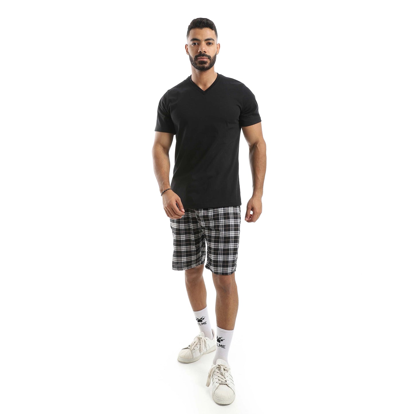 T-shirt & Checkered Short Pajama