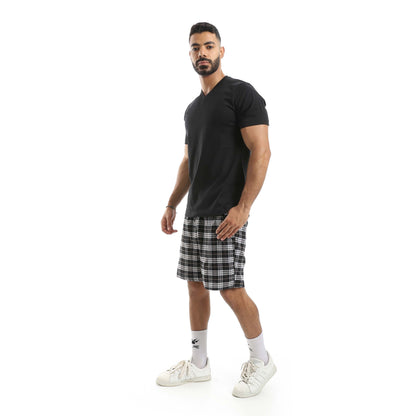 T-shirt & Checkered Short Pajama