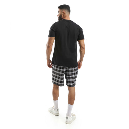 T-shirt & Checkered Short Pajama
