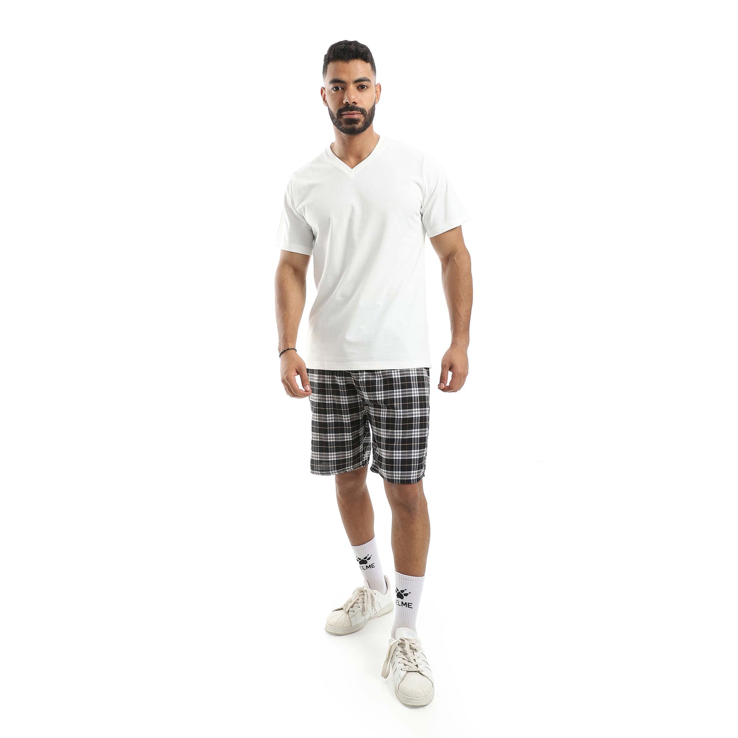 T-shirt & Checkered Short Pajama