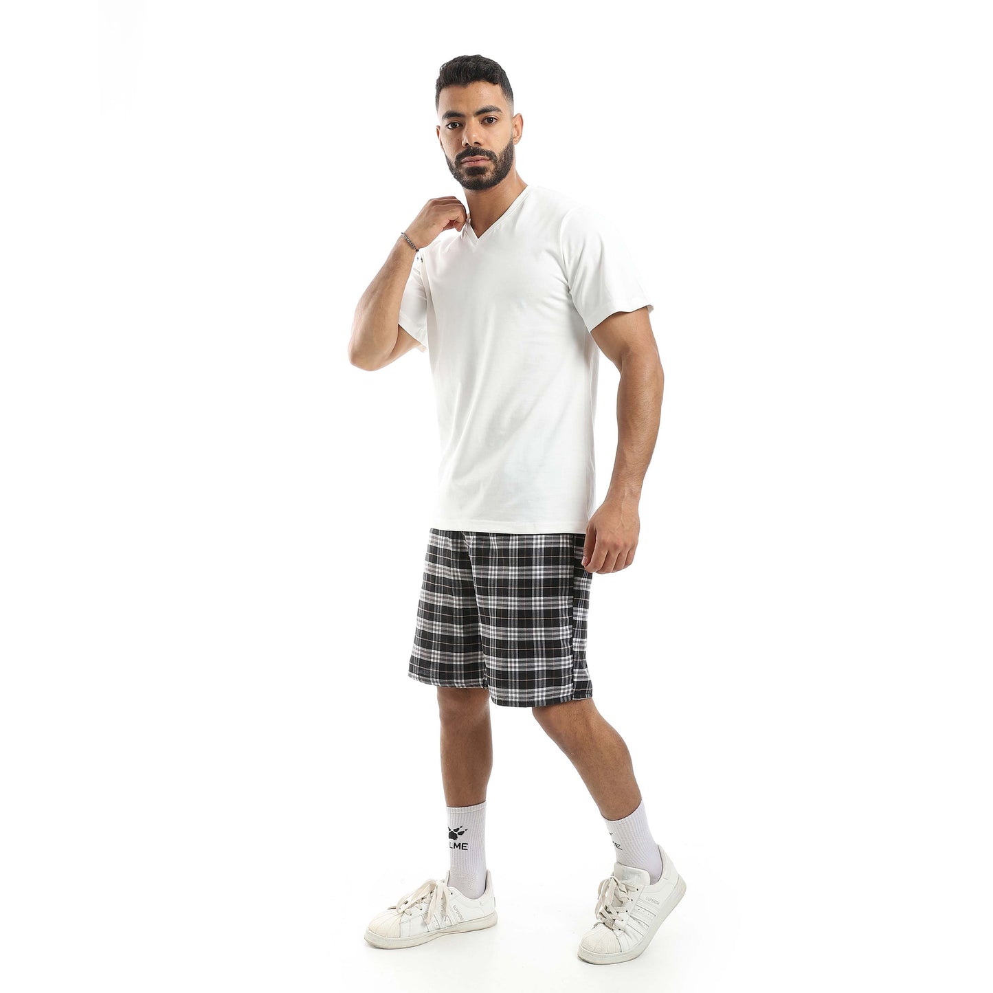 T-shirt & Checkered Short Pajama