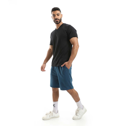 Solid T-shirt & Short Pajama - بيجامة مكونة من تي شيرت وشورت سادة