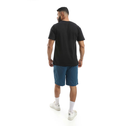 Solid T-shirt & Short Pajama - بيجامة مكونة من تي شيرت وشورت سادة