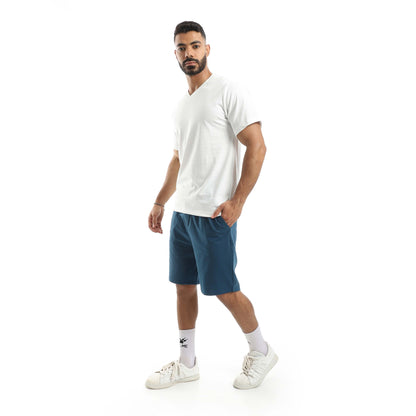 Solid T-shirt & Short Pajama - بيجامة مكونة من تي شيرت وشورت سادة