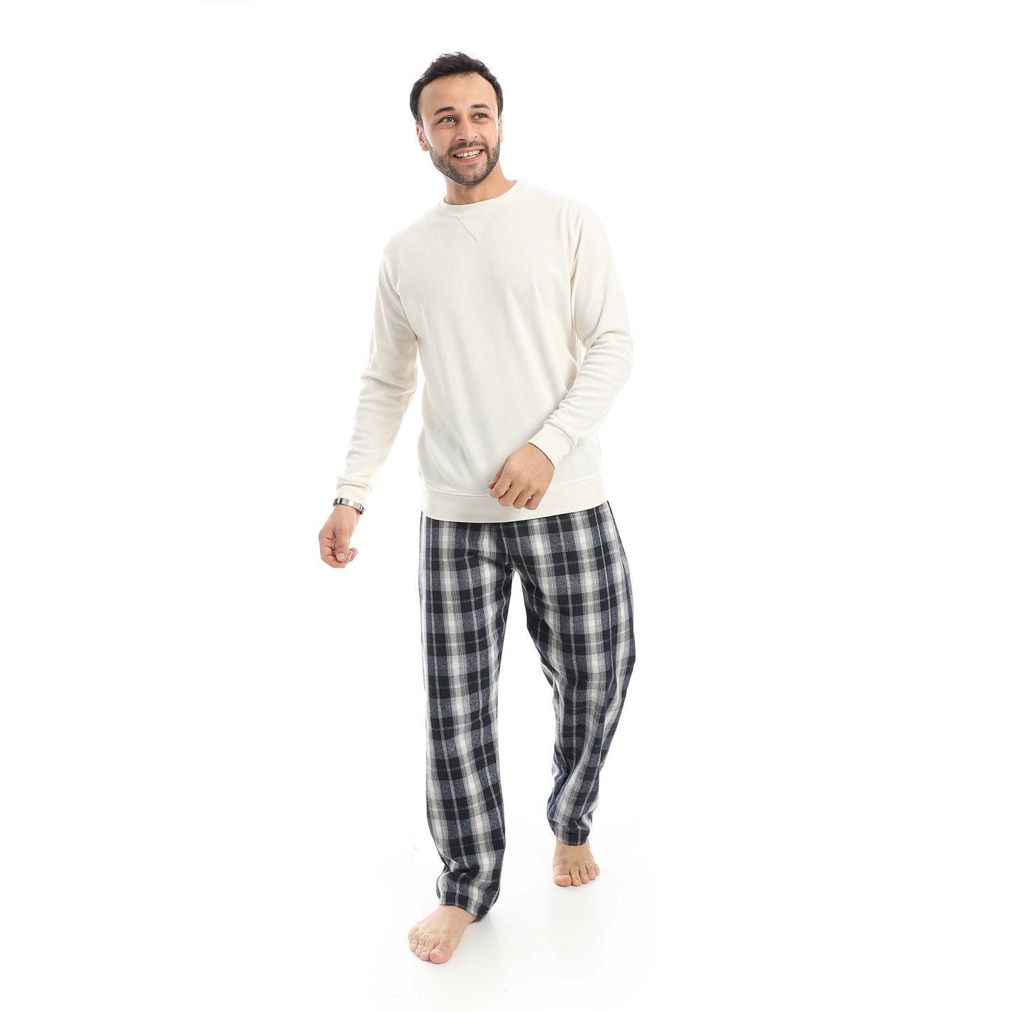 Round Neck Pajama with Checkered Pants
