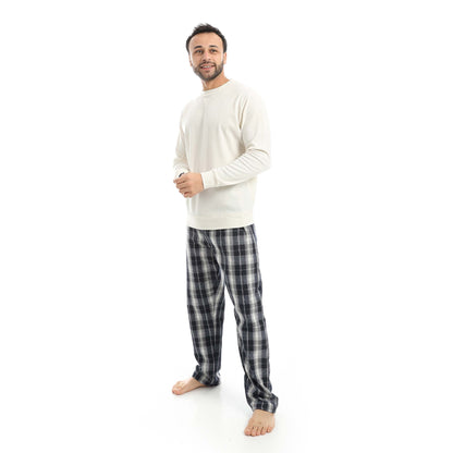 Round Neck Pajama with Checkered Pants