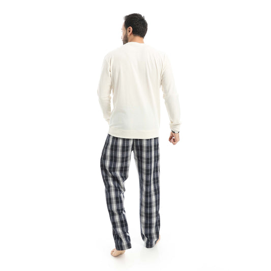 Round Neck Pajama with Checkered Pants