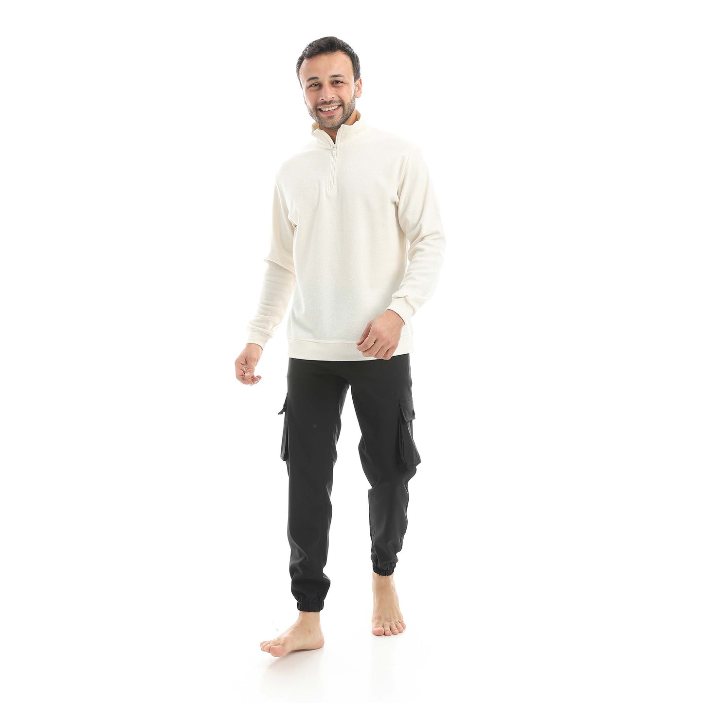 Set Of  Zipper Sweatshirt And Baggy Elastic Pants
