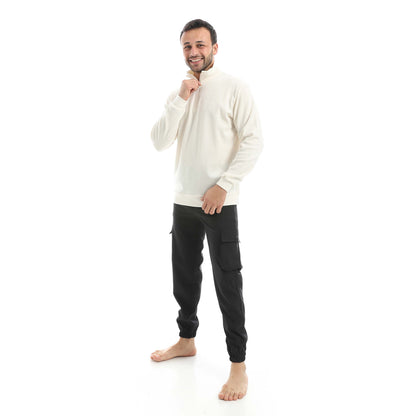 Set Of  Zipper Sweatshirt And Baggy Elastic Pants