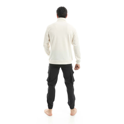 Set Of  Zipper Sweatshirt And Baggy Elastic Pants