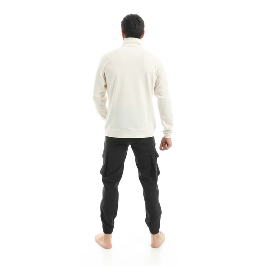 Set Of  Zipper Sweatshirt And Baggy Elastic Pants
