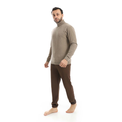 Half Zipper Pajama with Knitted Pants