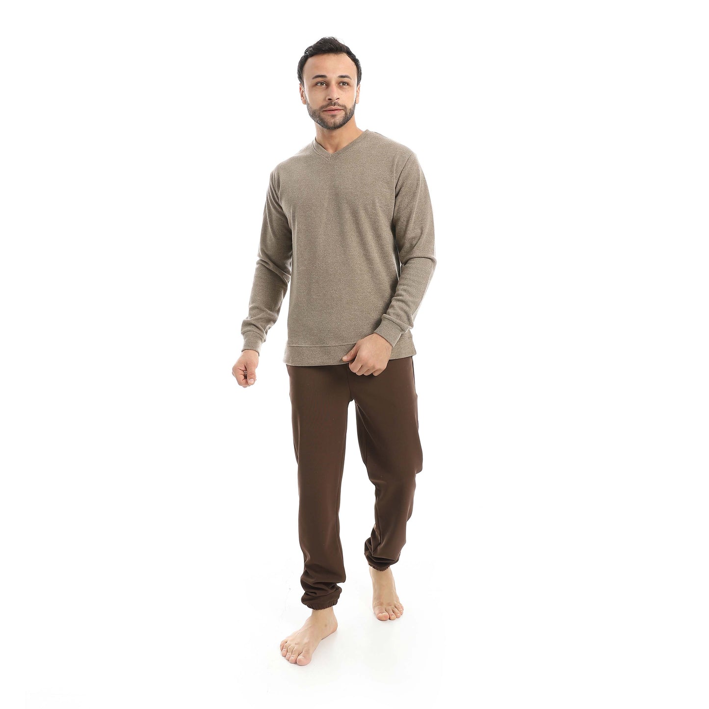 V-Neck Pajama with Plain Pants