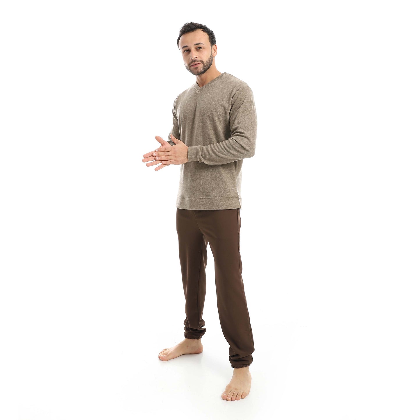 V-Neck Pajama with Plain Pants