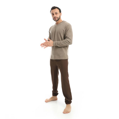 V-Neck Pajama with Plain Pants