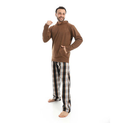 Casual Pajama of Hoodie & Checkered Pants