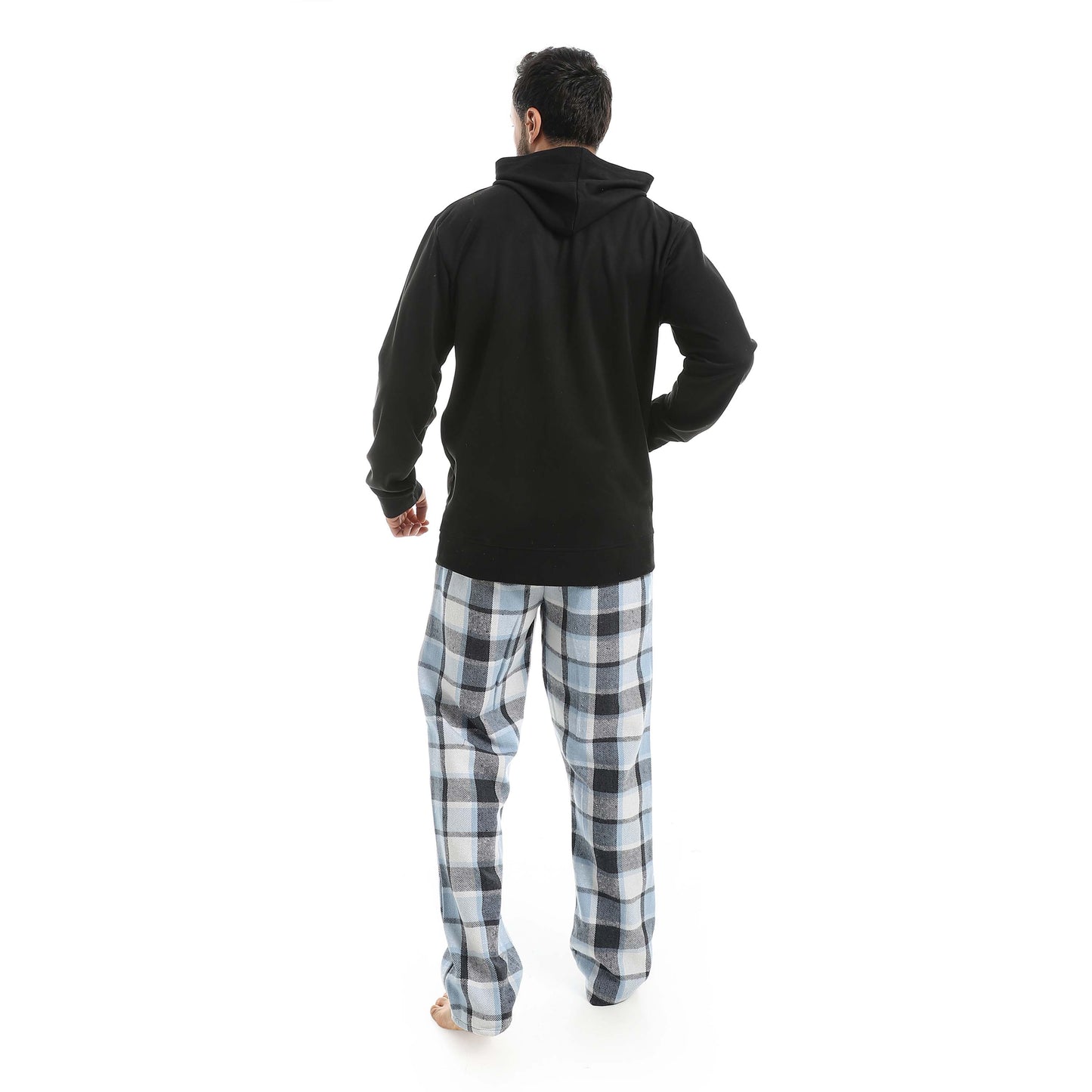 Zipper Hoodie Pajama with Checkered Pants