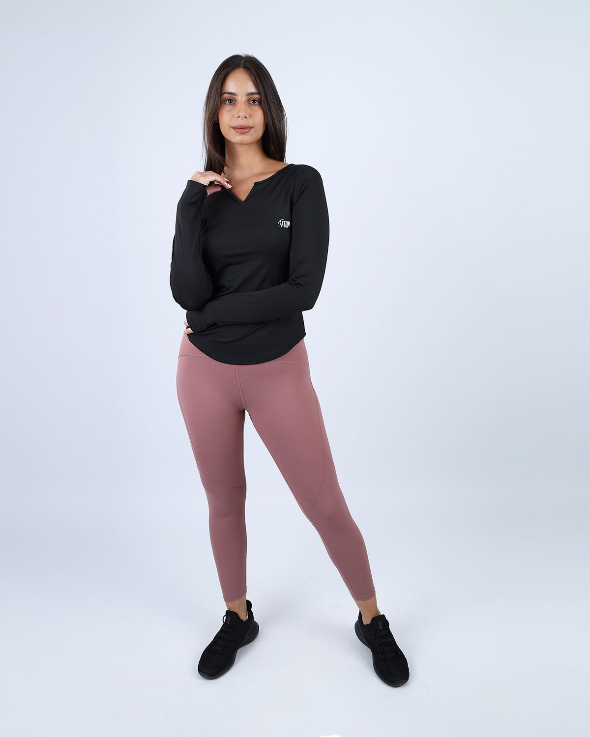 Black Blush Elegance Long-Sleeve Active Top