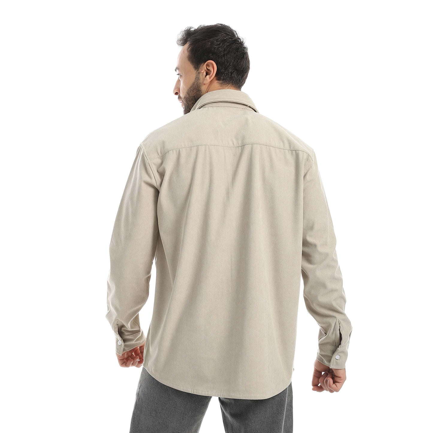 Ribbed Velvet Shirt with Flap Pockets