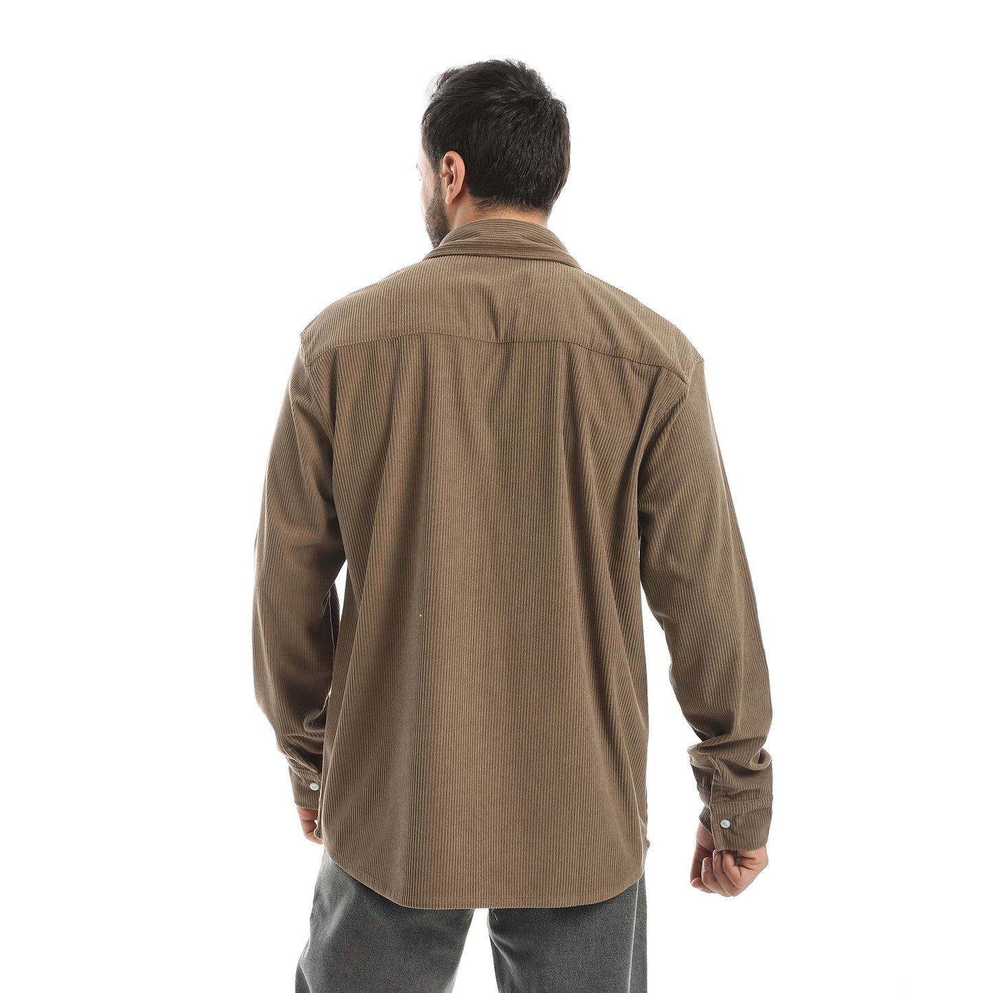 Ribbed Velvet Shirt with Flap Pockets