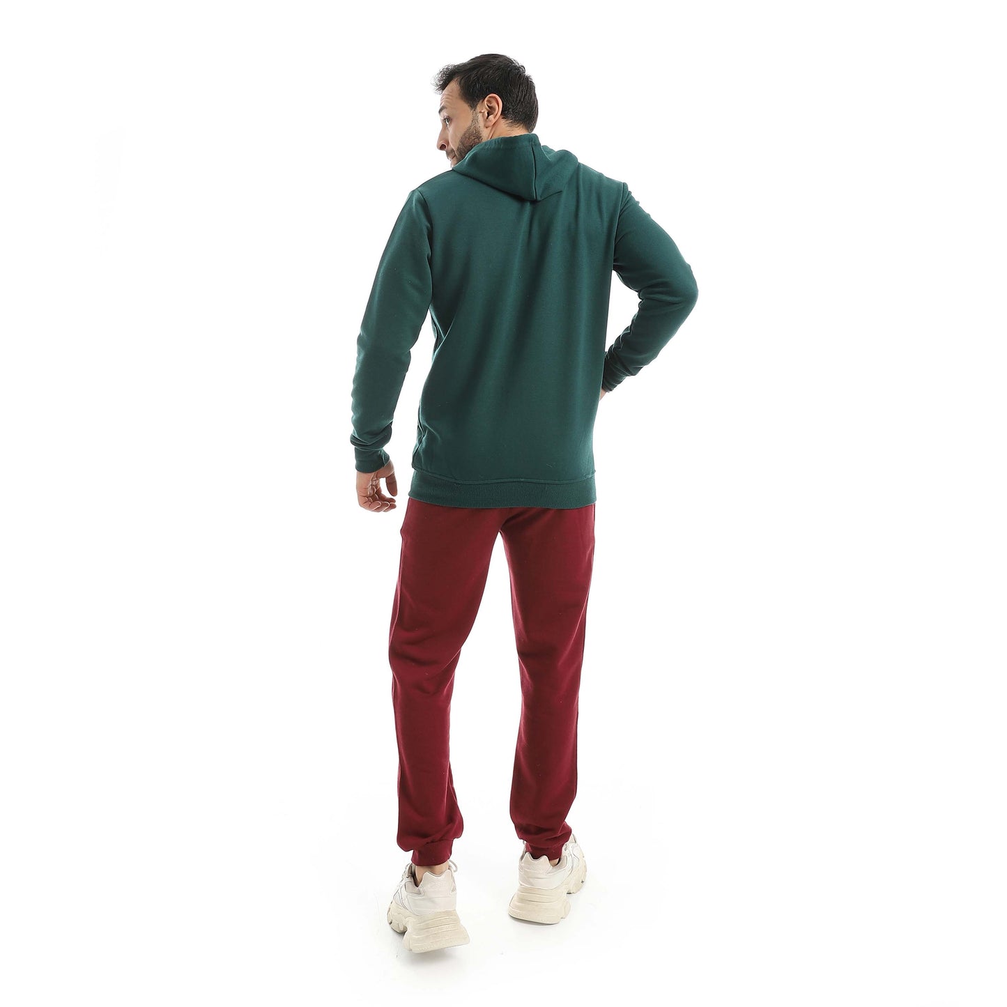 Teal Green Casual Set of Zip-up Hoodie & Jogger