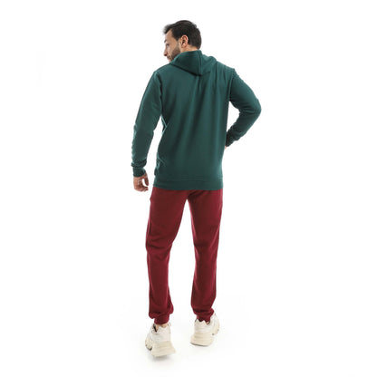 Teal Green Casual Set of Zip-up Hoodie & Jogger