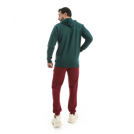 Teal Green Casual Set of Zip-up Hoodie & Jogger