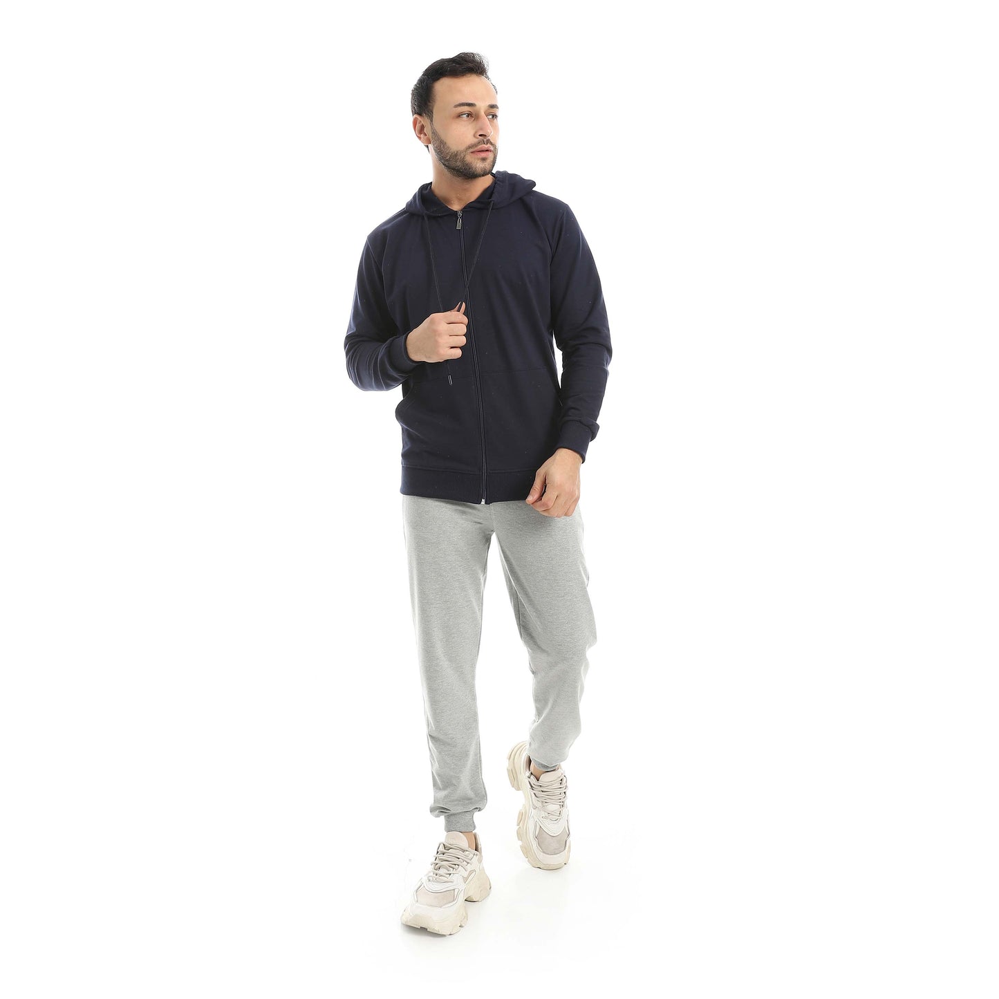 Navy Casual Set of Zip-up Hoodie & Jogger