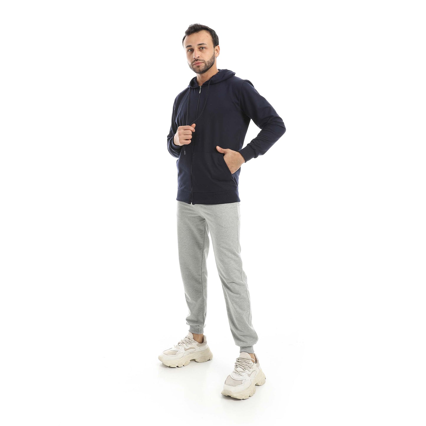 Navy Casual Set of Zip-up Hoodie & Jogger