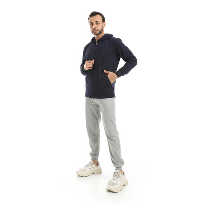 Navy Casual Set of Zip-up Hoodie & Jogger