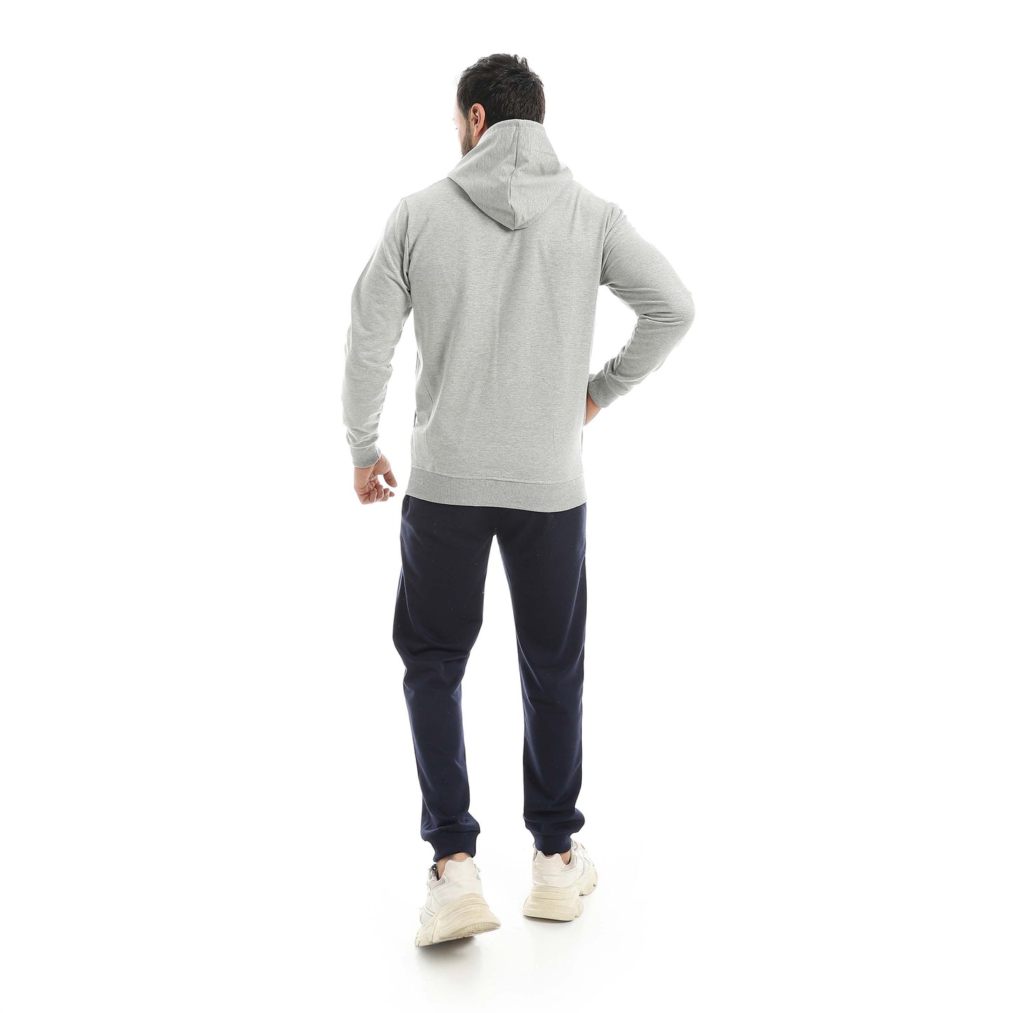 Gray Casual Set of Zip-up Hoodie & Jogger