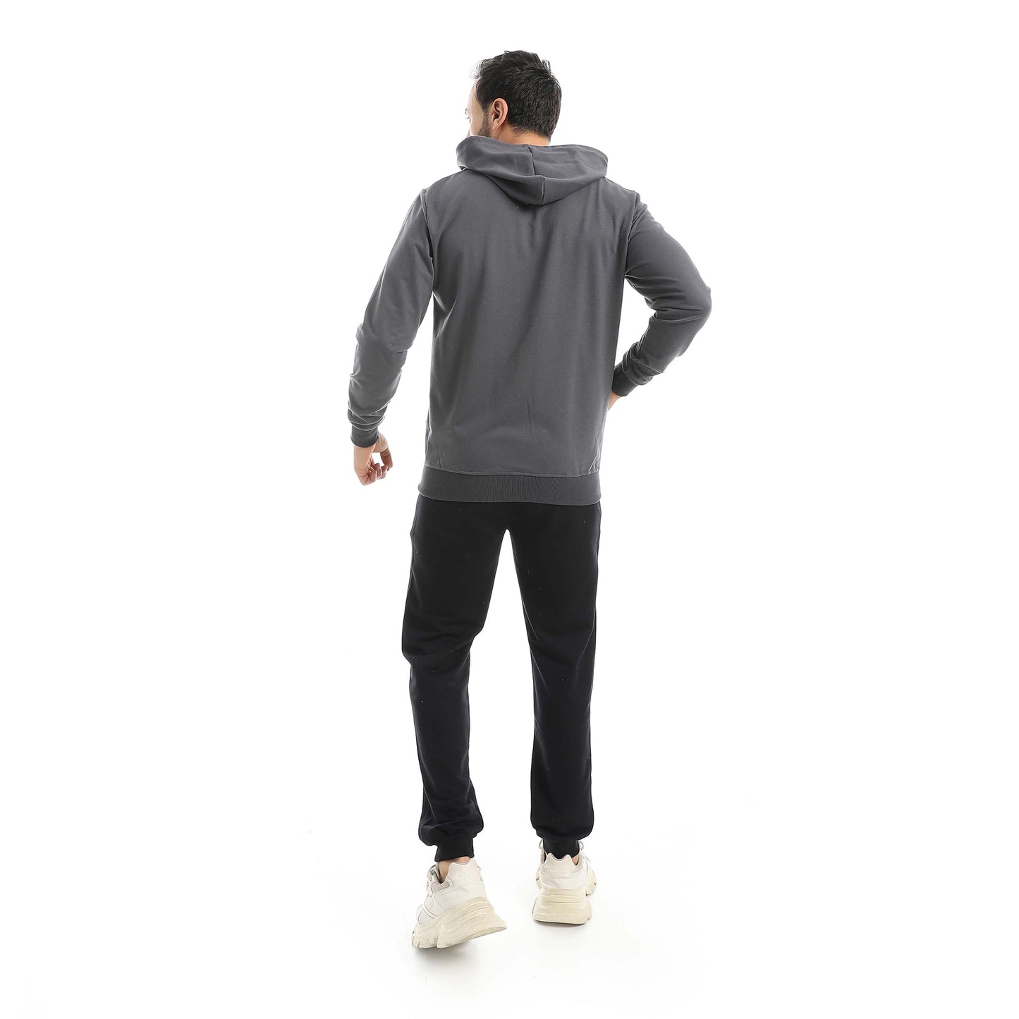 Charcoal Casual Set of Zip-up Hoodie & Jogger