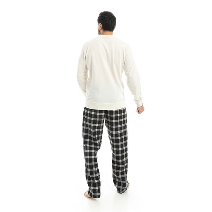 V-Neck Pajama with Checked Pants