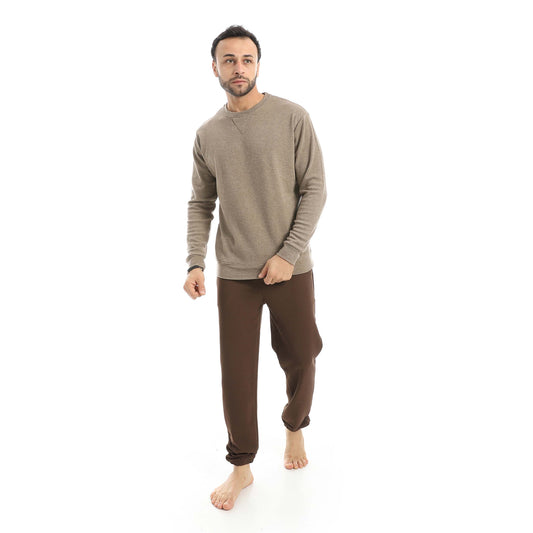Round Neck Pajama with Plain Pants