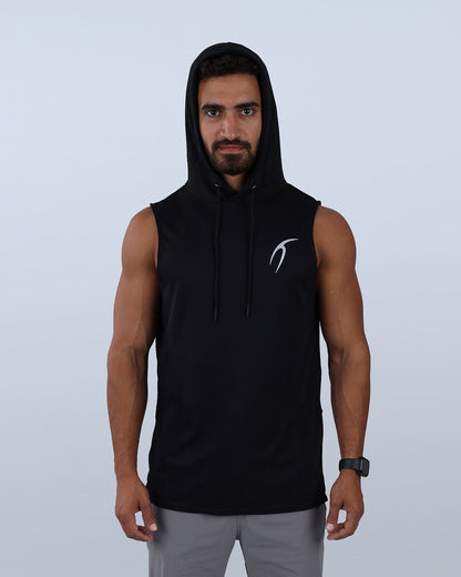 Black Sleeveless Breathable Hoodie