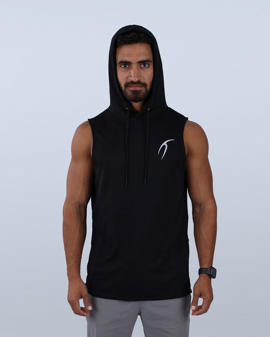 Black Sleeveless Breathable Hoodie