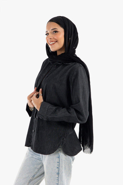 قميص جينز غير متماثل