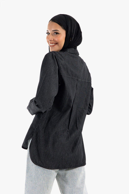 قميص جينز غير متماثل