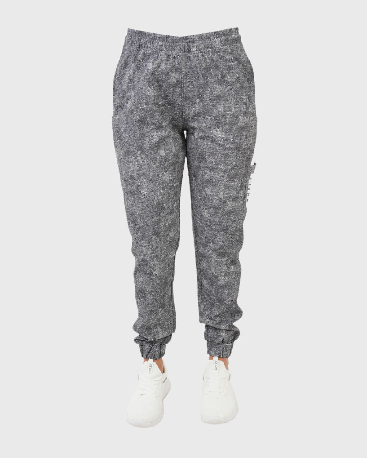 ATUM| Gym Track Pants With Side Panel - Black with White printed