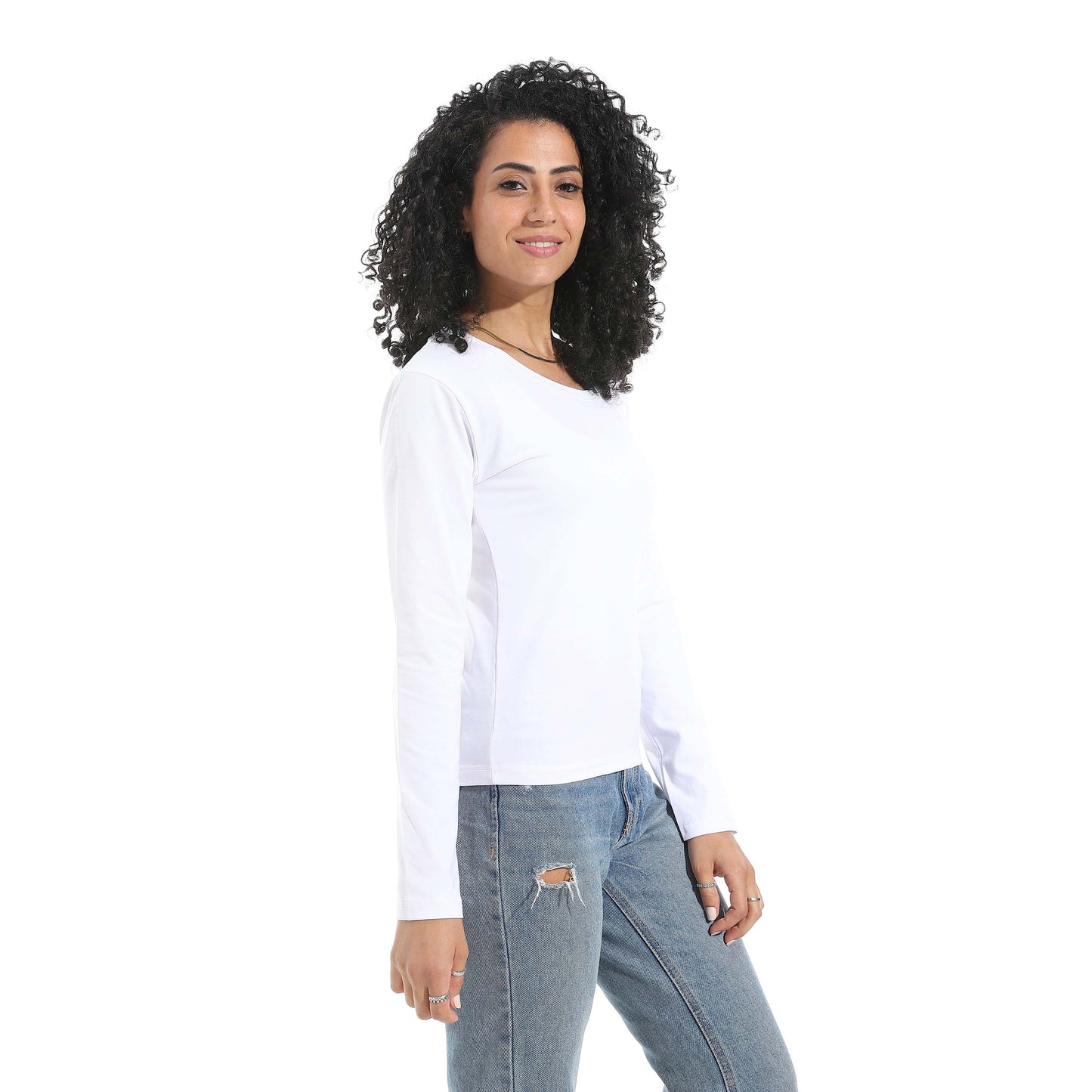 Single Lycra Wide Neck Basic Top