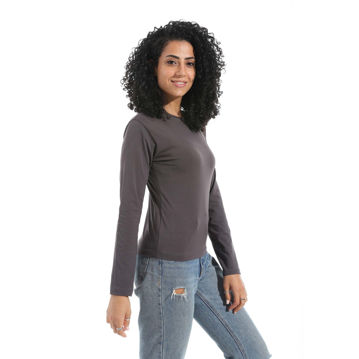 Single Lycra Crew Neck Basic Top