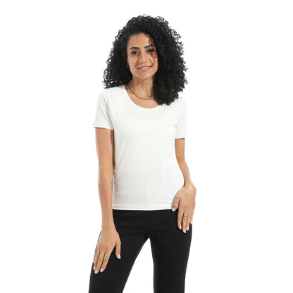 Half Sleeve Wide Neck Top