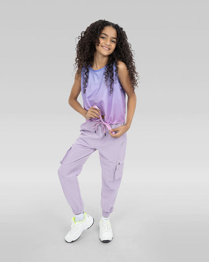 بنطال رياضي بسيط بلون الخزامى للفتيات المراهقات